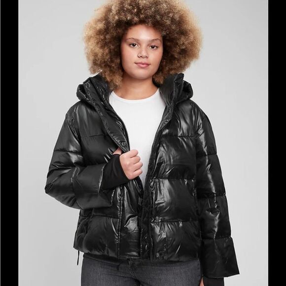 GAP Jackets & Blazers - GAP Black Big Puff Cropped Puffer Jacket Women’s XL Hooded Coat